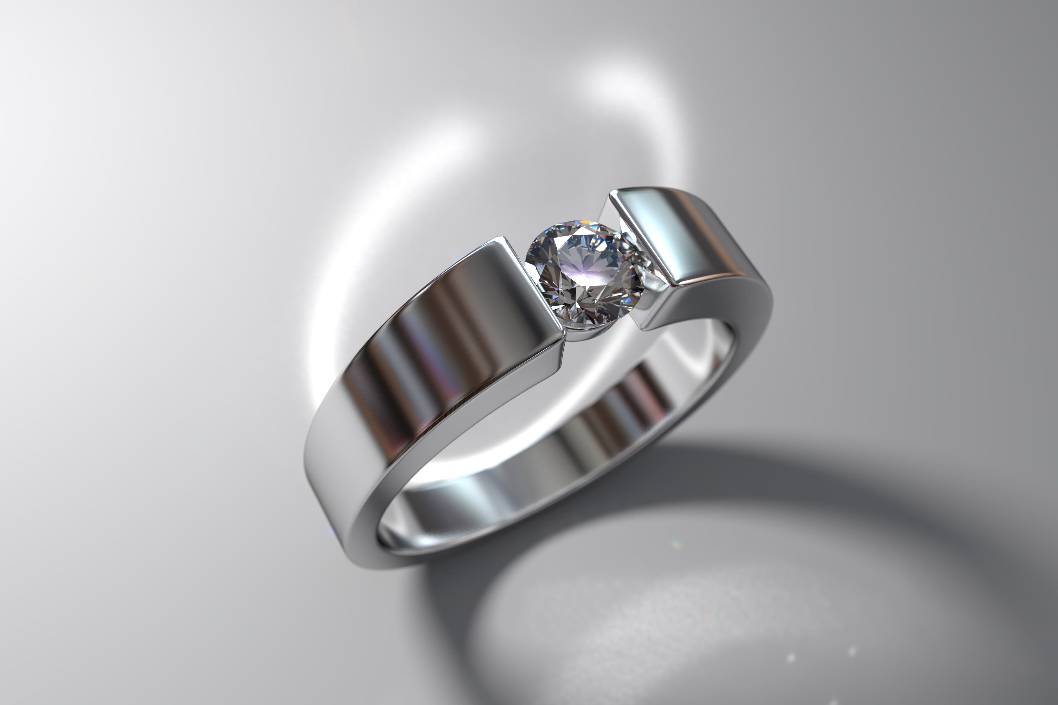 Oval Diamond Omega Tension Set Ring
